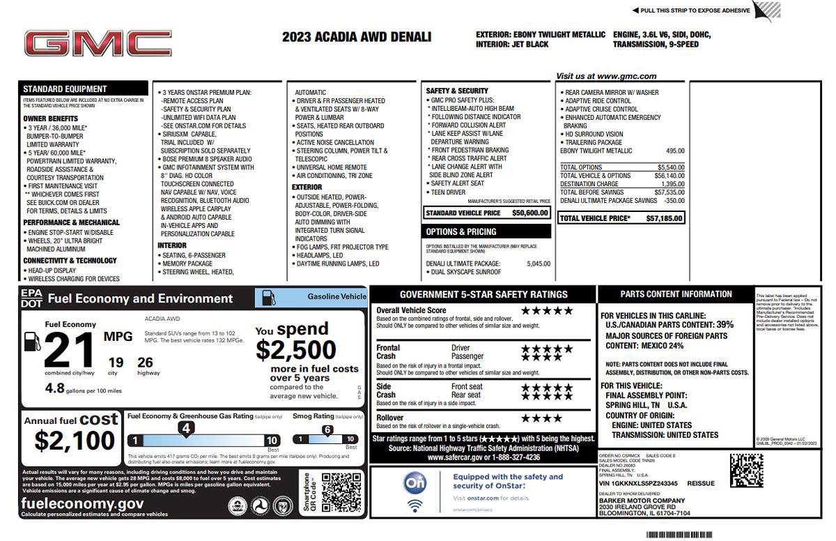 Used 2023 GMC Acadia Denali w/ Denali Ultimate Package AWD/4WD image 10