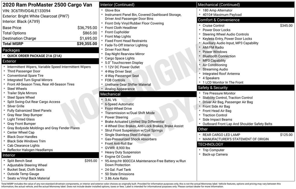 Used 2020 RAM ProMaster 2500 FWD image 7