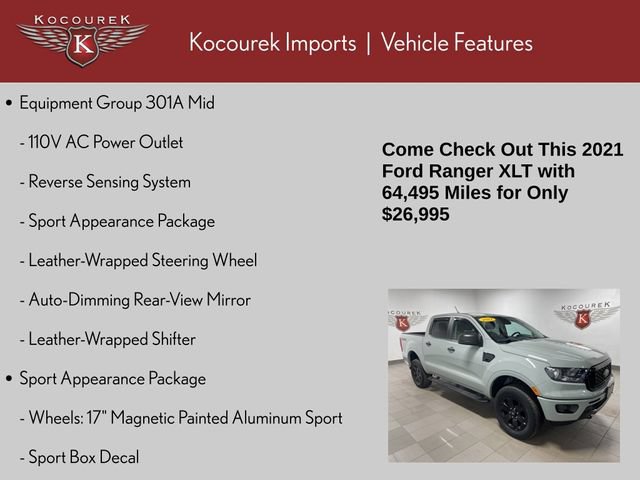 Used 2021 Ford Ranger XLT w/ Equipment Group 301A Mid AWD/4WD image 4