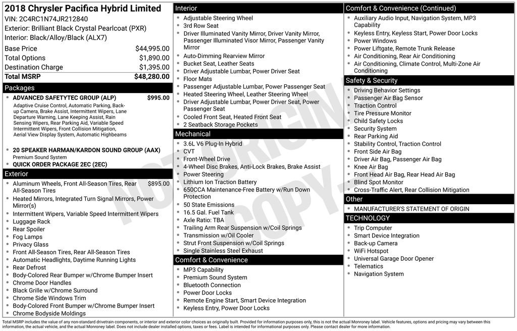 Used 2018 Chrysler Pacifica Limited w/ Advanced Safetytec Group FWD image 6