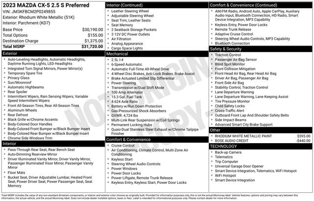 Used 2023 MAZDA CX-5 AWD 2.5 S w/ Preferred Package image 44