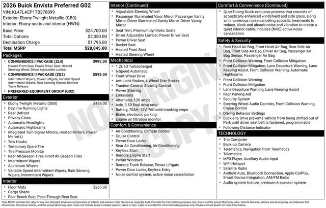 New 2026 Buick Envista Sport Touring w/ Convenience I Package FWD image 3