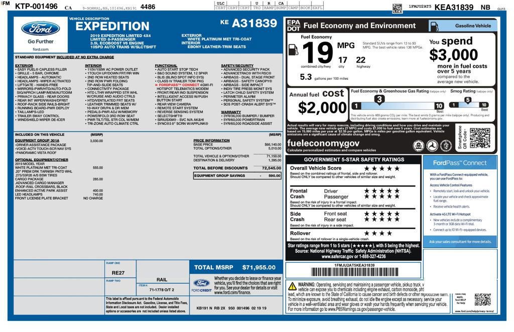Used 2019 Ford Expedition Limited w/ Equipment Group 301A AWD/4WD image 9