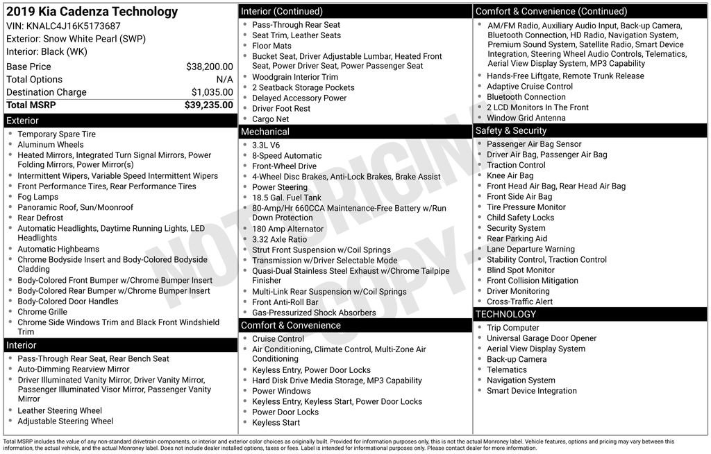 Used 2019 Kia Cadenza Technology image 32