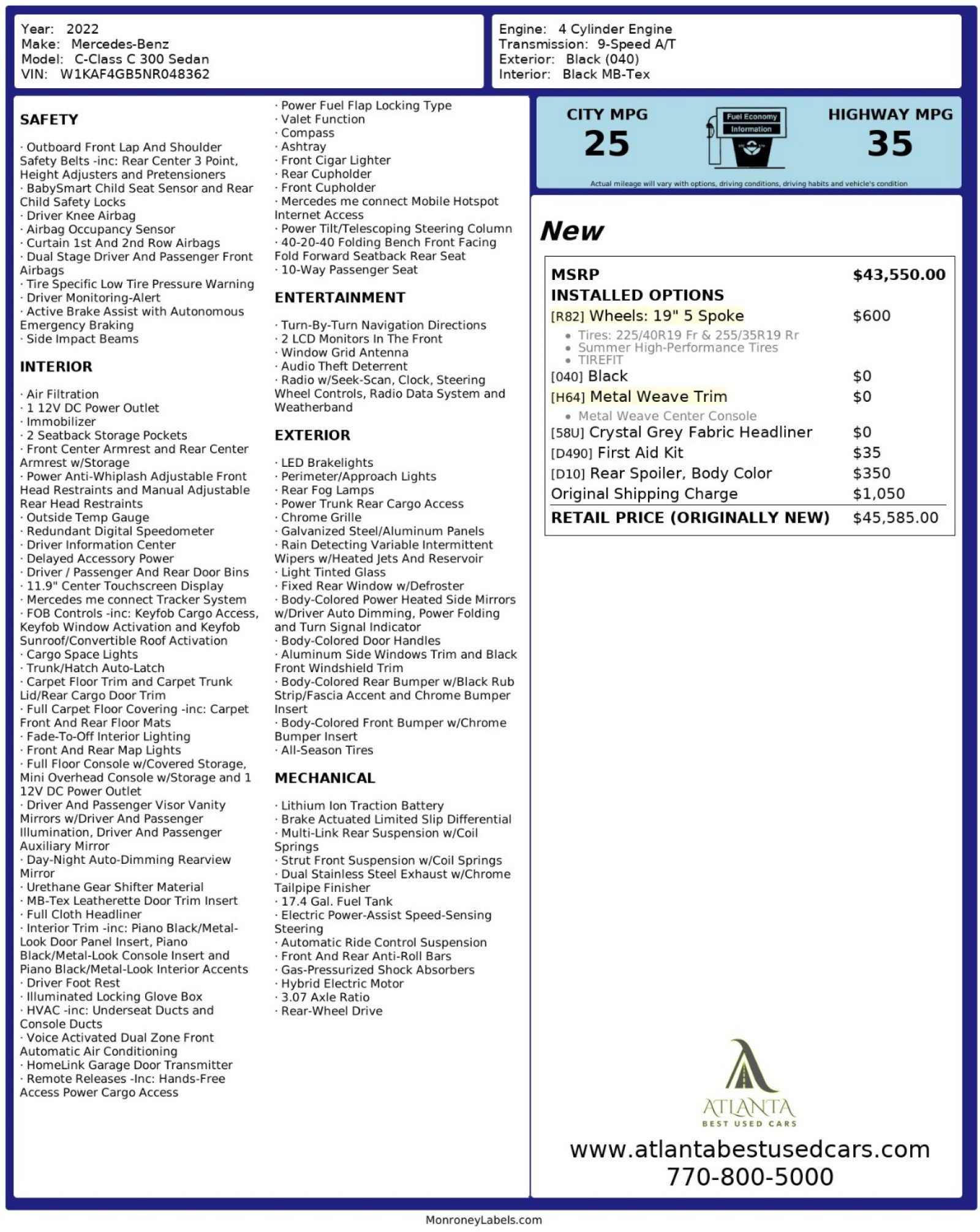 Used 2022 Mercedes-Benz C 300 Sedan image 54