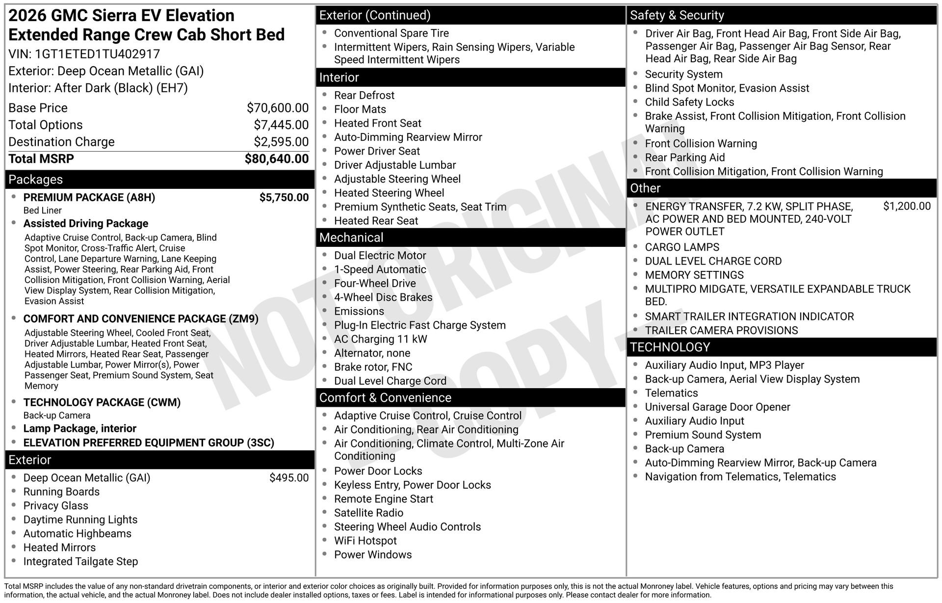 New 2026 GMC Sierra EV Elevation w/ Premium Package image 4