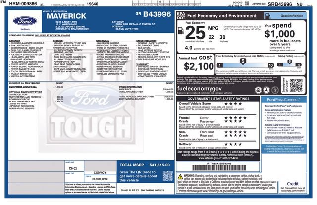 Used 2025 Ford Maverick Lariat w/ Black Appearance Package AWD/4WD image 33