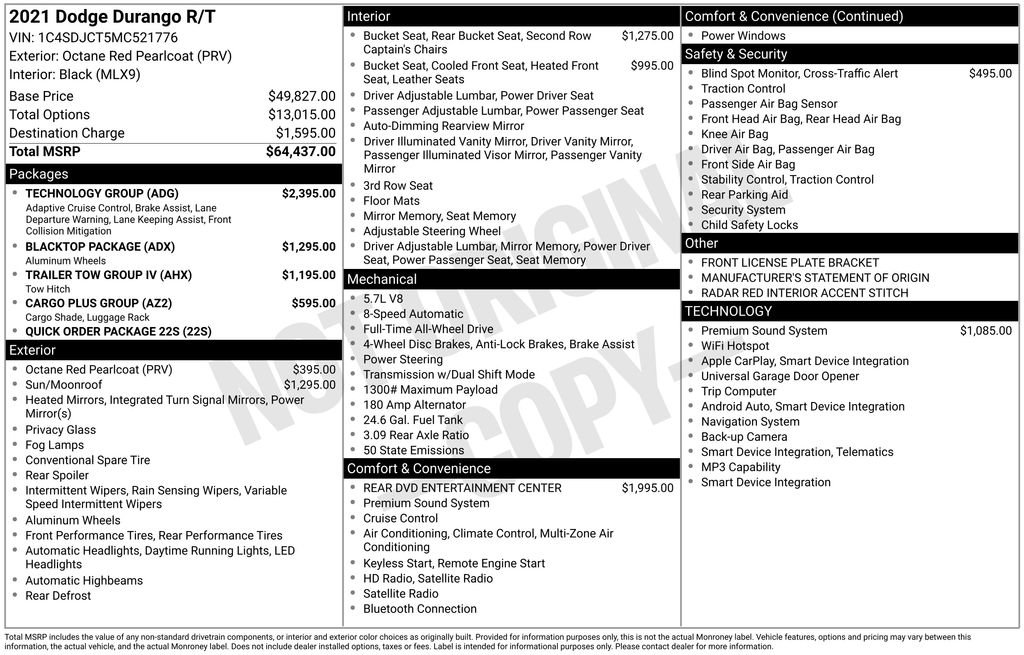 Certified 2021 Dodge Durango R/T w/ Technology Group image 42