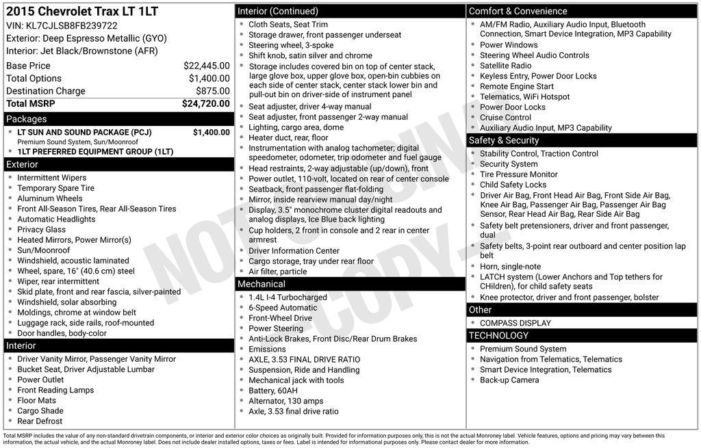 Used 2015 Chevrolet Trax LT w/ LT Sun and Sound Package image 5