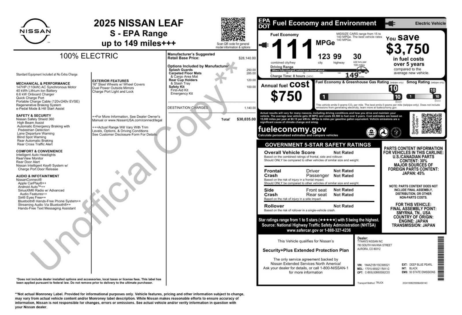 Used 2025 Nissan Leaf S image 49