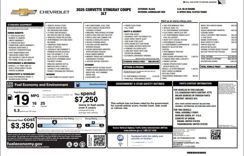 Used 2025 Chevrolet Corvette Stingray Premium Cpe w/ Z51 Performance Package image 33