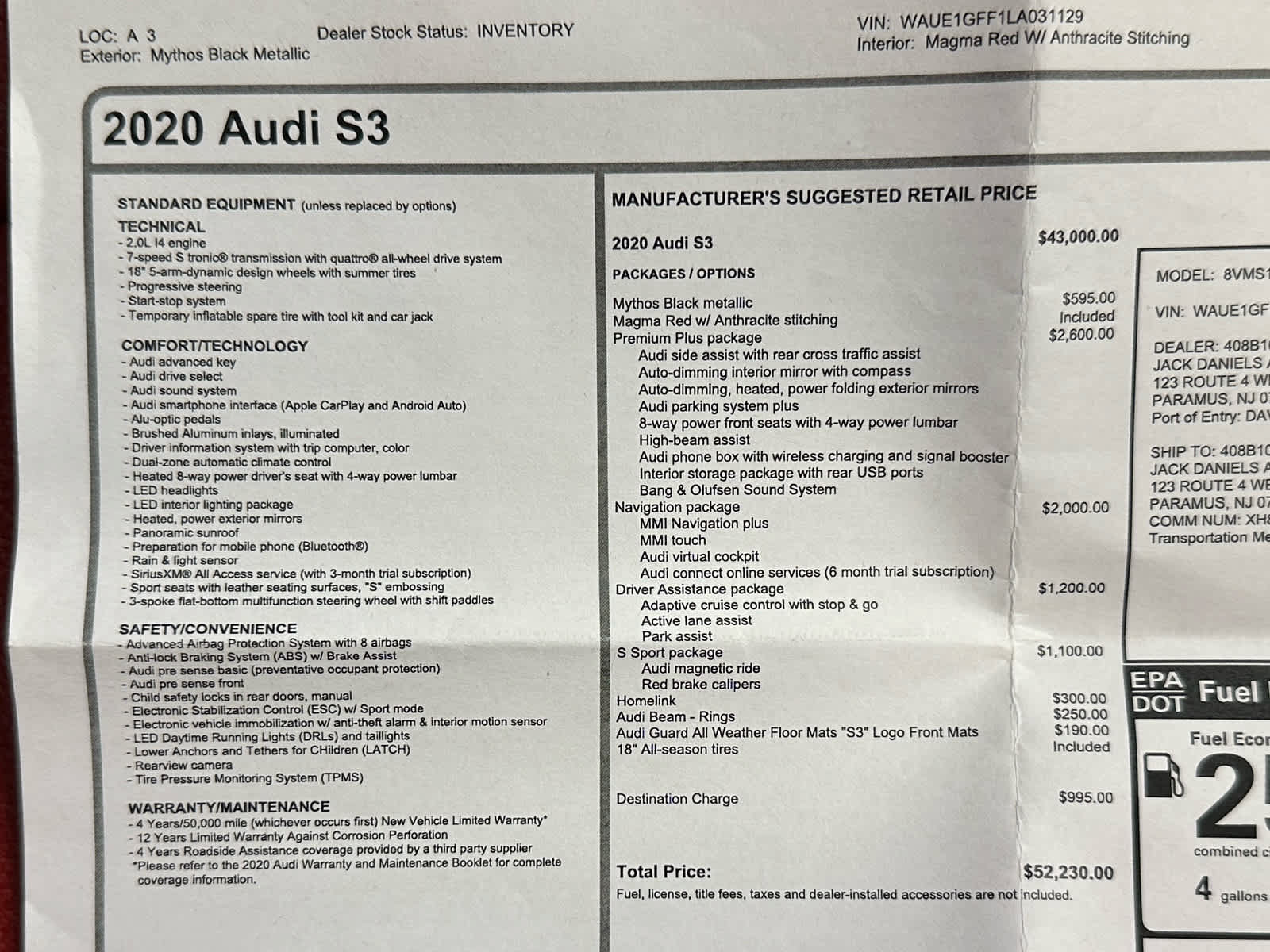 Used 2020 Audi S3 Premium Plus w/ Premium Plus Package AWD/4WD image 41