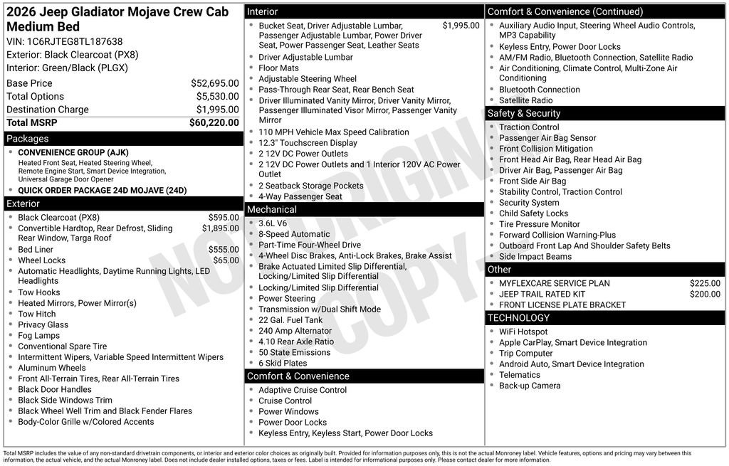 New 2026 Jeep Gladiator Mojave AWD/4WD image 36