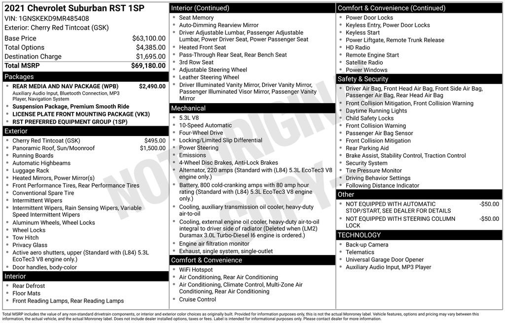 Used 2021 Chevrolet Suburban RST w/ Rear Media and Nav Package AWD/4WD image 6