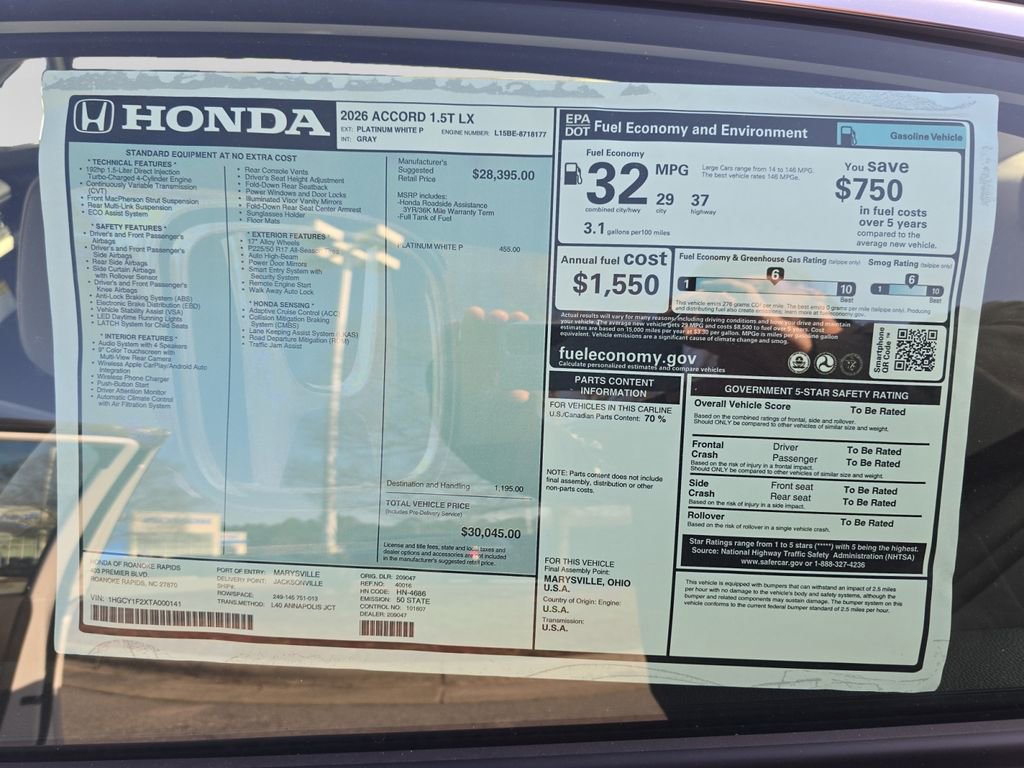 New 2026 Honda Accord LX image 25