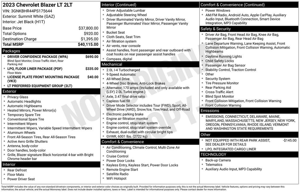 Used 2023 Chevrolet Blazer LT w/ Driver Confidence Package image 34