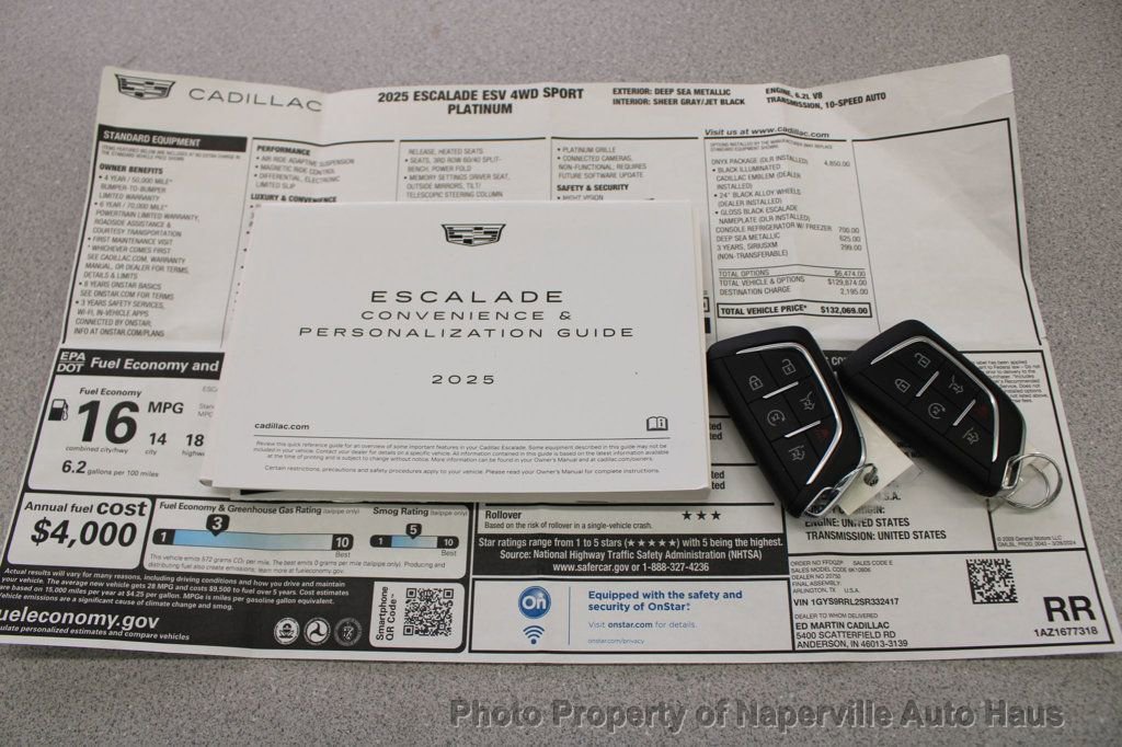 Used 2025 Cadillac Escalade ESV Sport Platinum w/ LPO, ONYX Package image 71