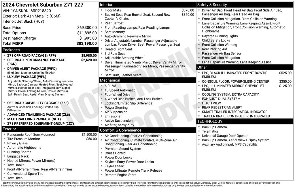 Used 2024 Chevrolet Suburban Z71 w/ Z71 Off-Road Package image 3