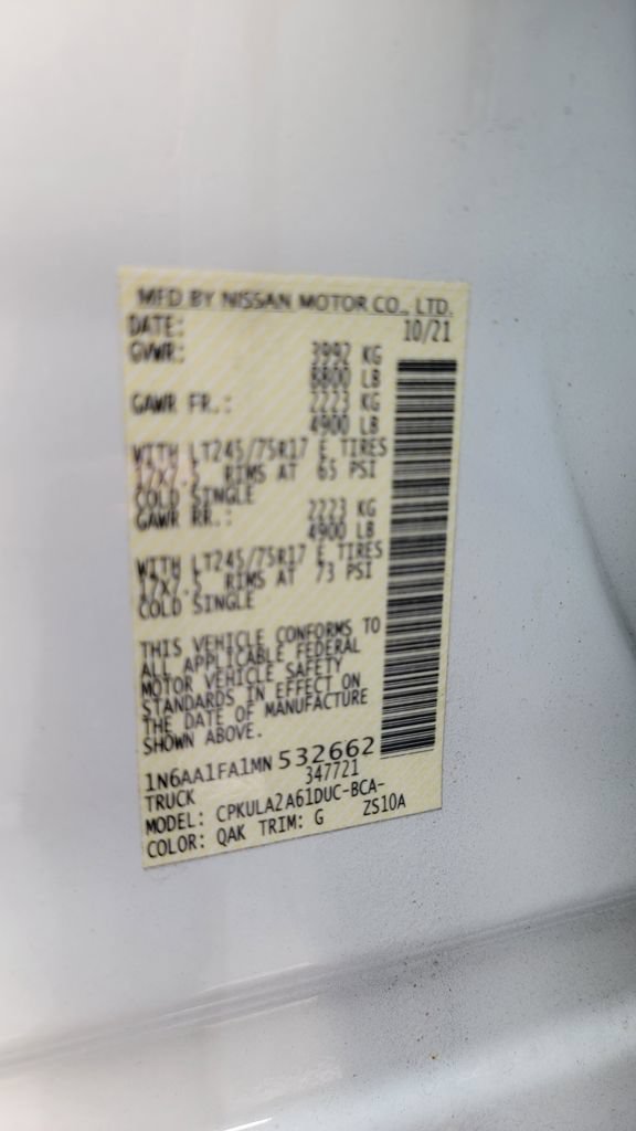 Used 2021 Nissan Titan S w/ HD Front GAWR Package AWD/4WD image 16