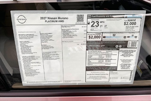 New 2027 Nissan Murano Platinum AWD/4WD image 42
