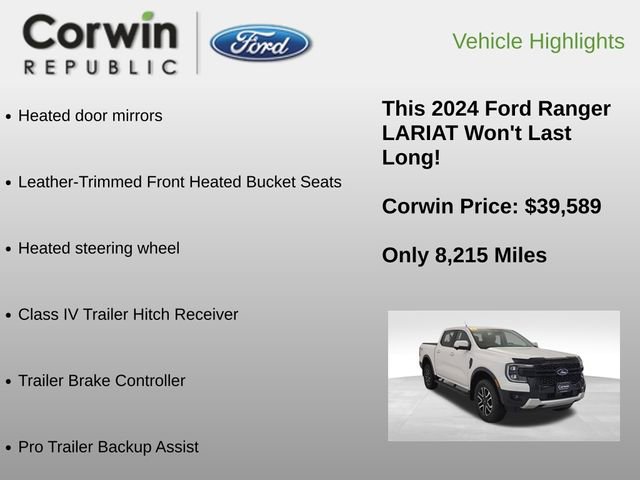 Used 2024 Ford Ranger Lariat w/ Advanced Towing Package image 12