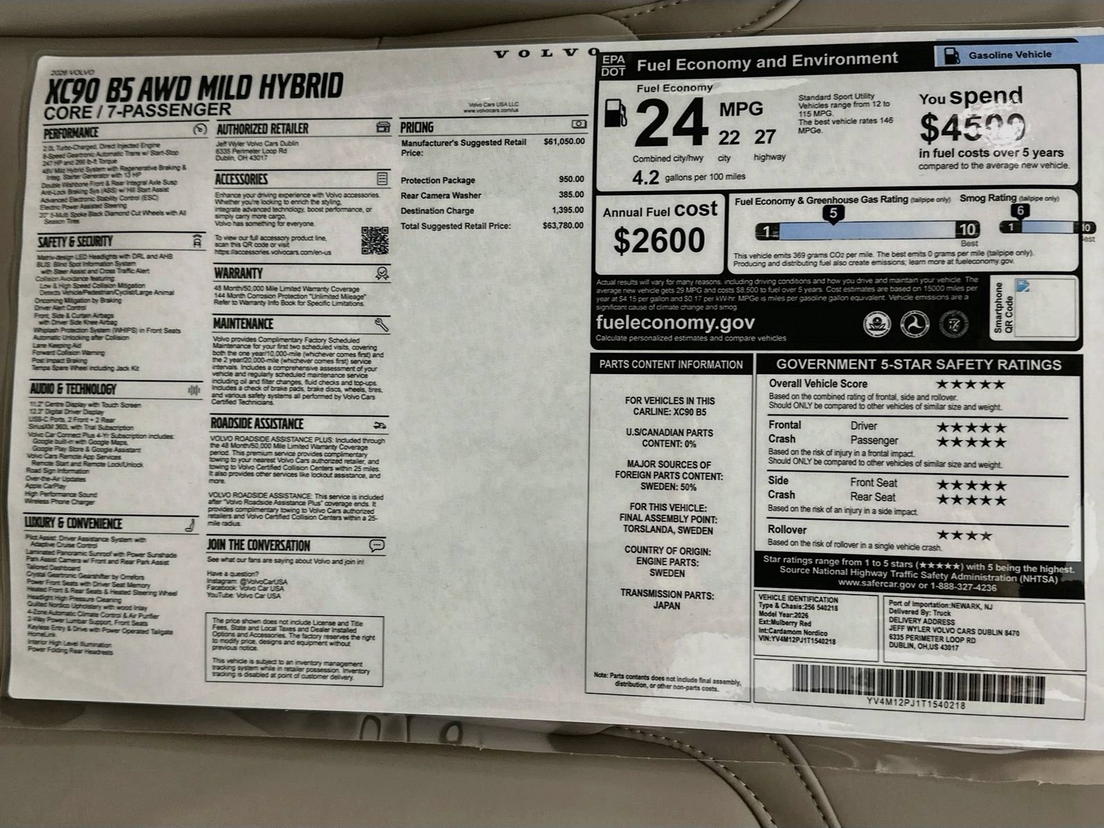 New 2026 Volvo XC90 B5 Core w/ Protection Package Premier AWD/4WD image 47