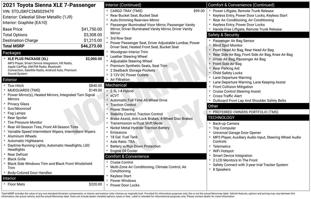Used 2021 Toyota Sienna XLE w/ XLE Plus Package AWD/4WD image 44