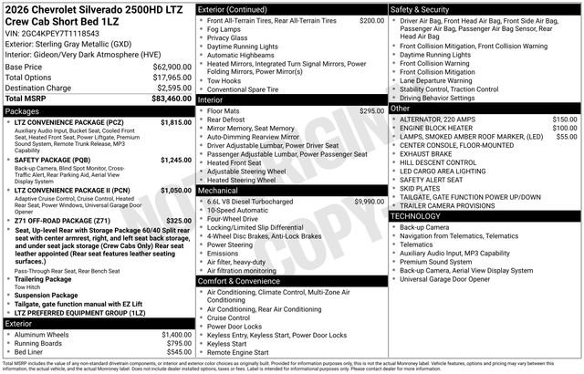 New 2026 Chevrolet Silverado 2500 LTZ w/ LTZ Convenience Package image 5