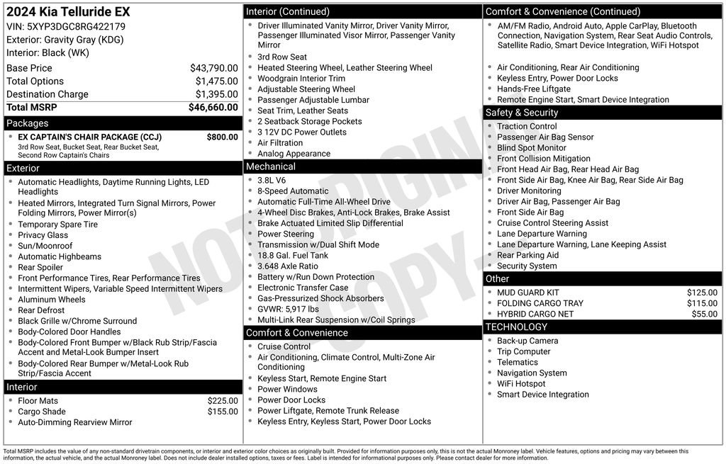 Certified 2024 Kia Telluride EX w/ EX Captain's Chair Package AWD/4WD image 7