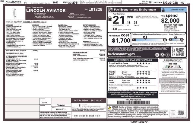 Used 2022 Lincoln Aviator Reserve w/ Elements Package Plus RWD image 30