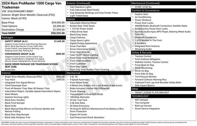 New 2024 RAM ProMaster 1500 w/ Safety Group image 4