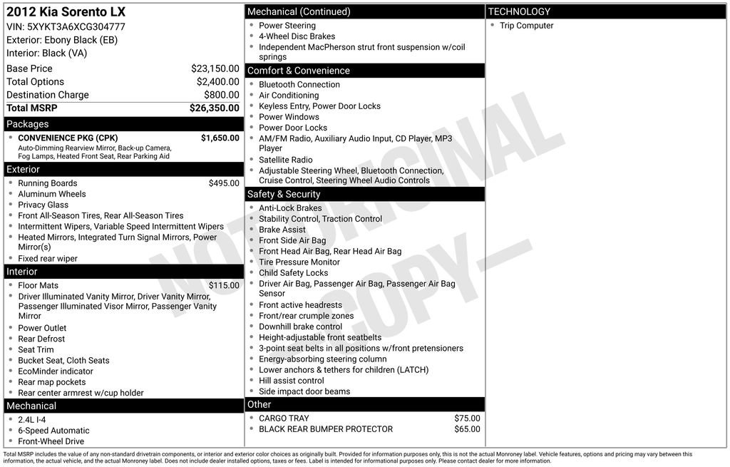 Used 2012 Kia Sorento LX w/ Convenience Pkg image 6