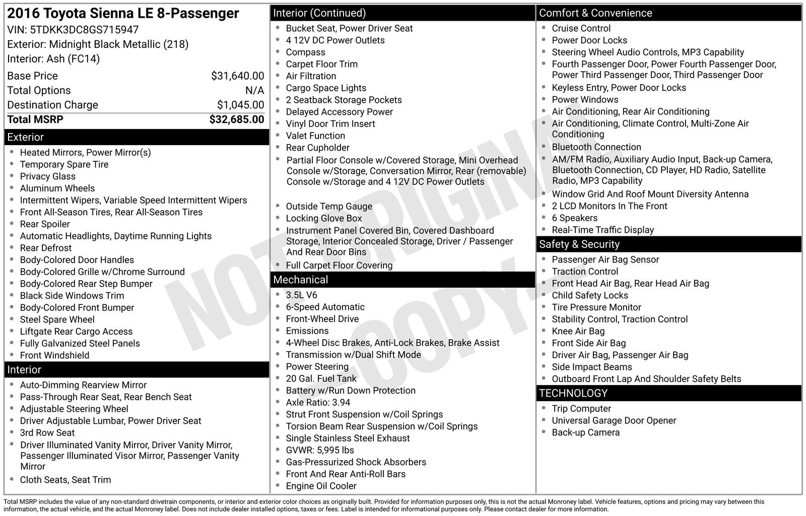 Used 2016 Toyota Sienna LE FWD image 27