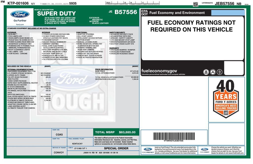 Used 2018 Ford F450 Platinum w/ Platinum Ultimate Package AWD/4WD image 39