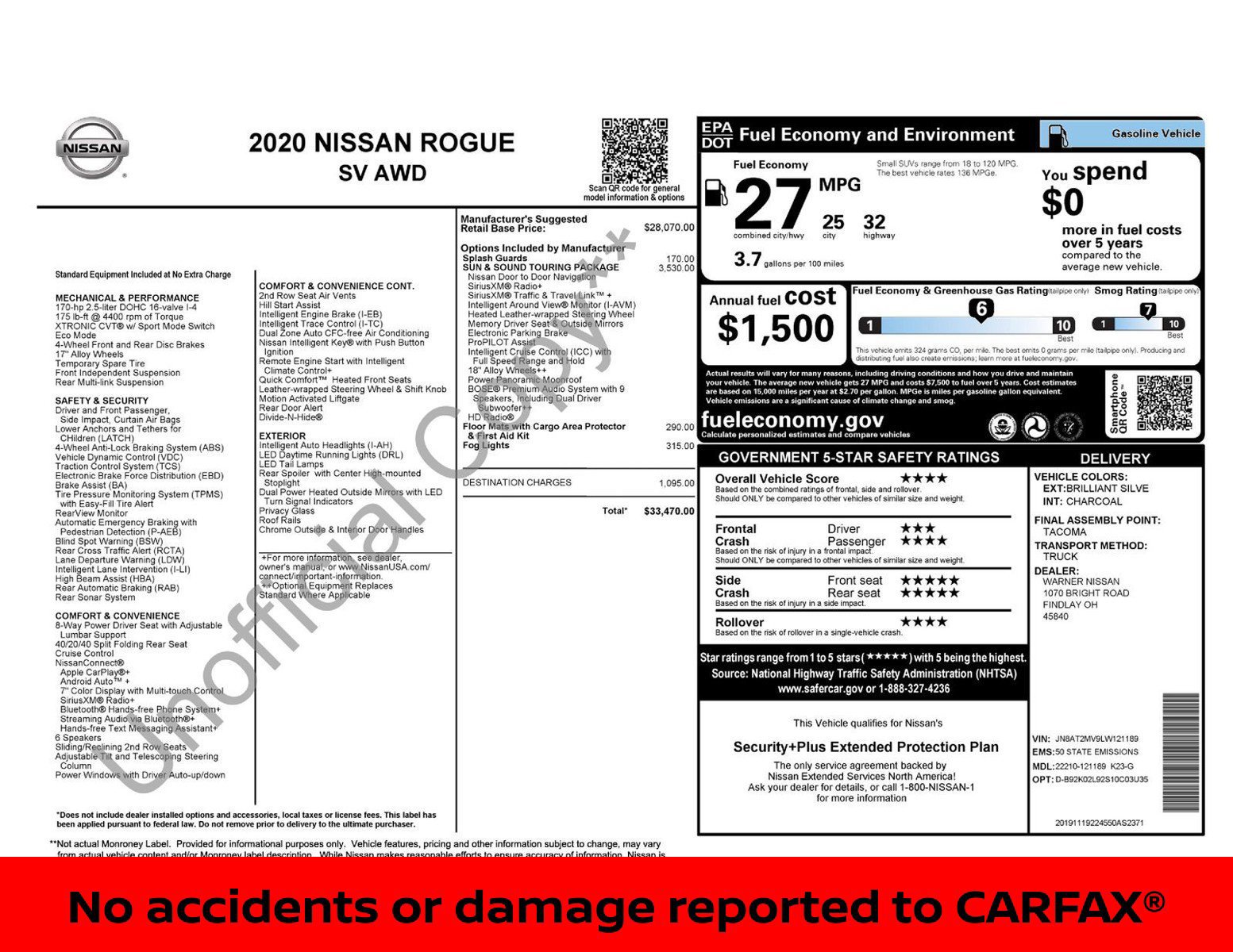Certified 2020 Nissan Rogue SV w/ Sun & Sound Touring Package AWD/4WD image 3