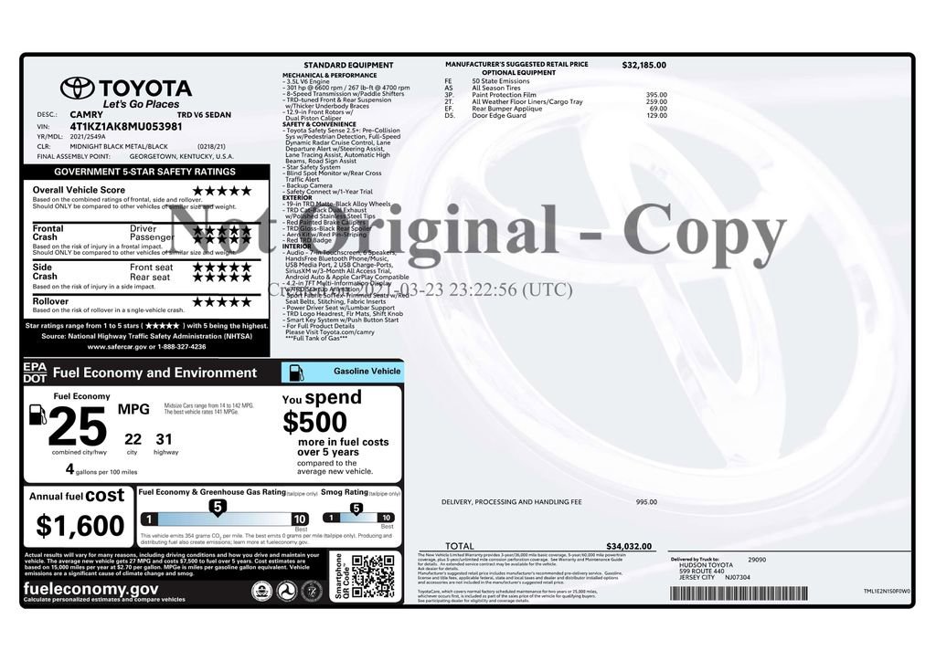 Used 2021 Toyota Camry TRD FWD image 3