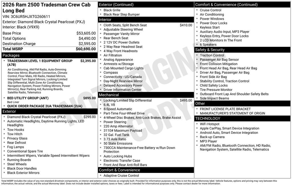 New 2026 RAM 2500 Tradesman AWD/4WD image 6