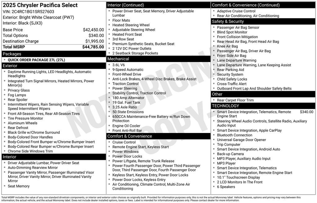 Used 2025 Chrysler Pacifica Select FWD image 28