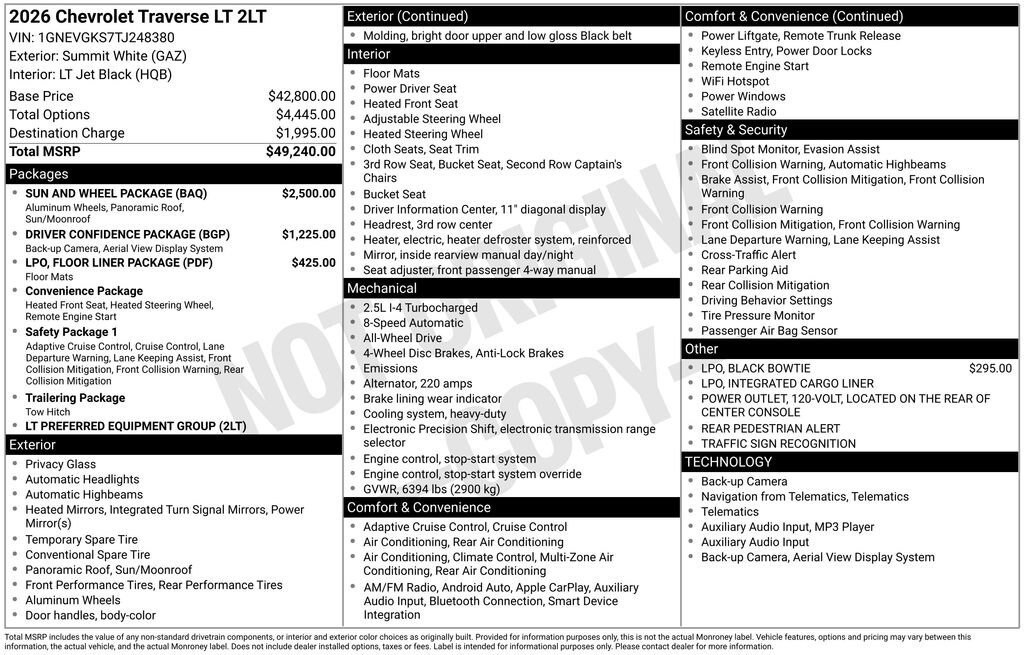 New 2026 Chevrolet Traverse LT w/ Sun and Wheel Package image 11