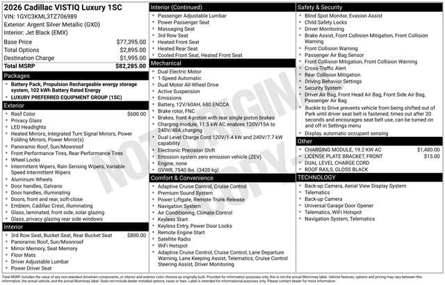 New 2026 Cadillac Vistiq Premium Luxury AWD/4WD image 30