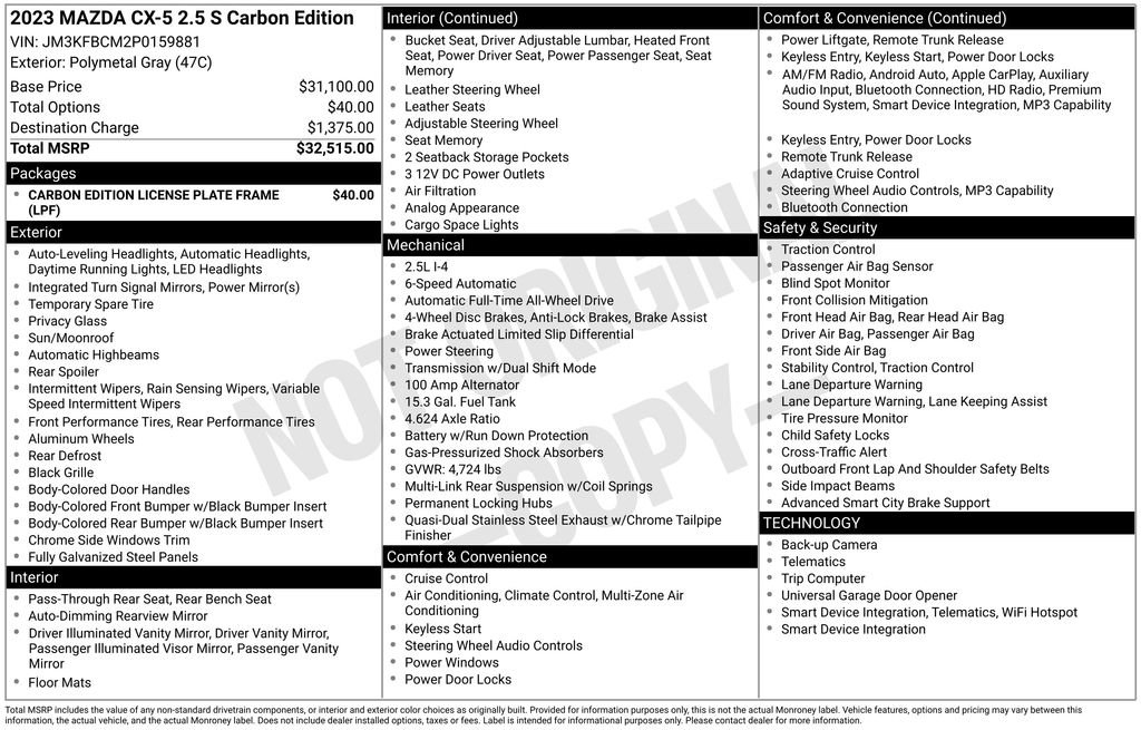 Certified 2023 MAZDA CX-5 Carbon Edition image 4