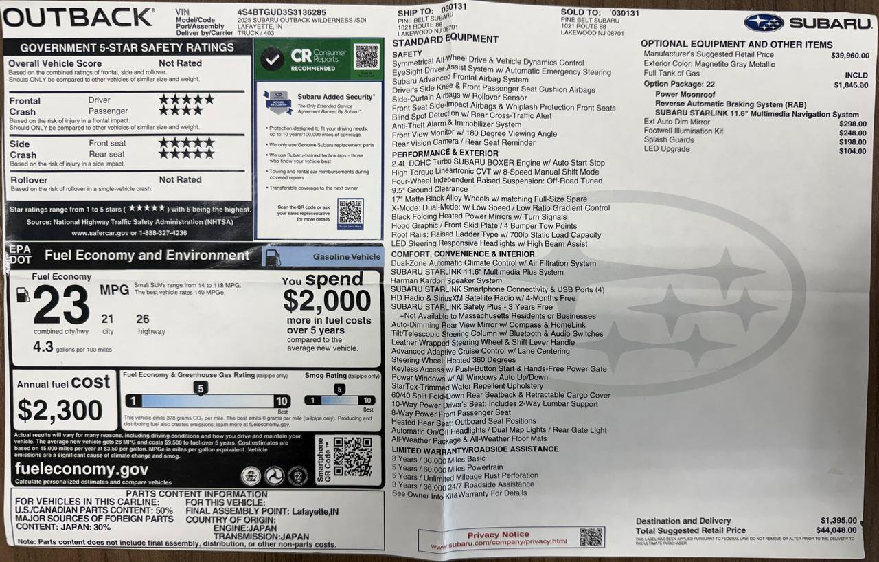 Used 2025 Subaru Outback Wilderness AWD/4WD image 59