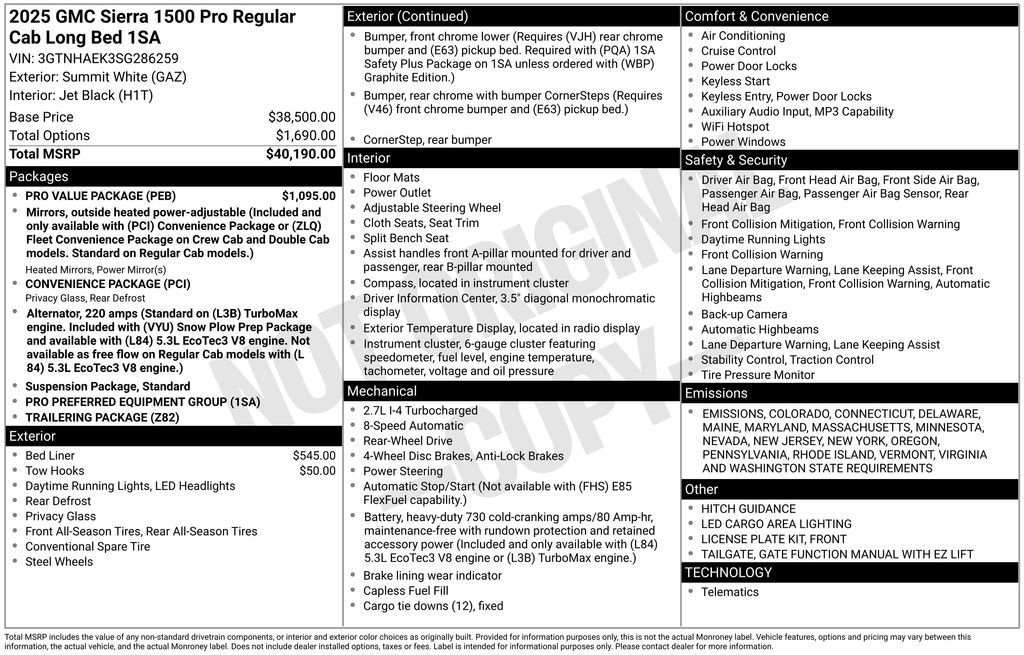 Used 2025 GMC Sierra 1500 Pro w/ Pro Value Package image 35