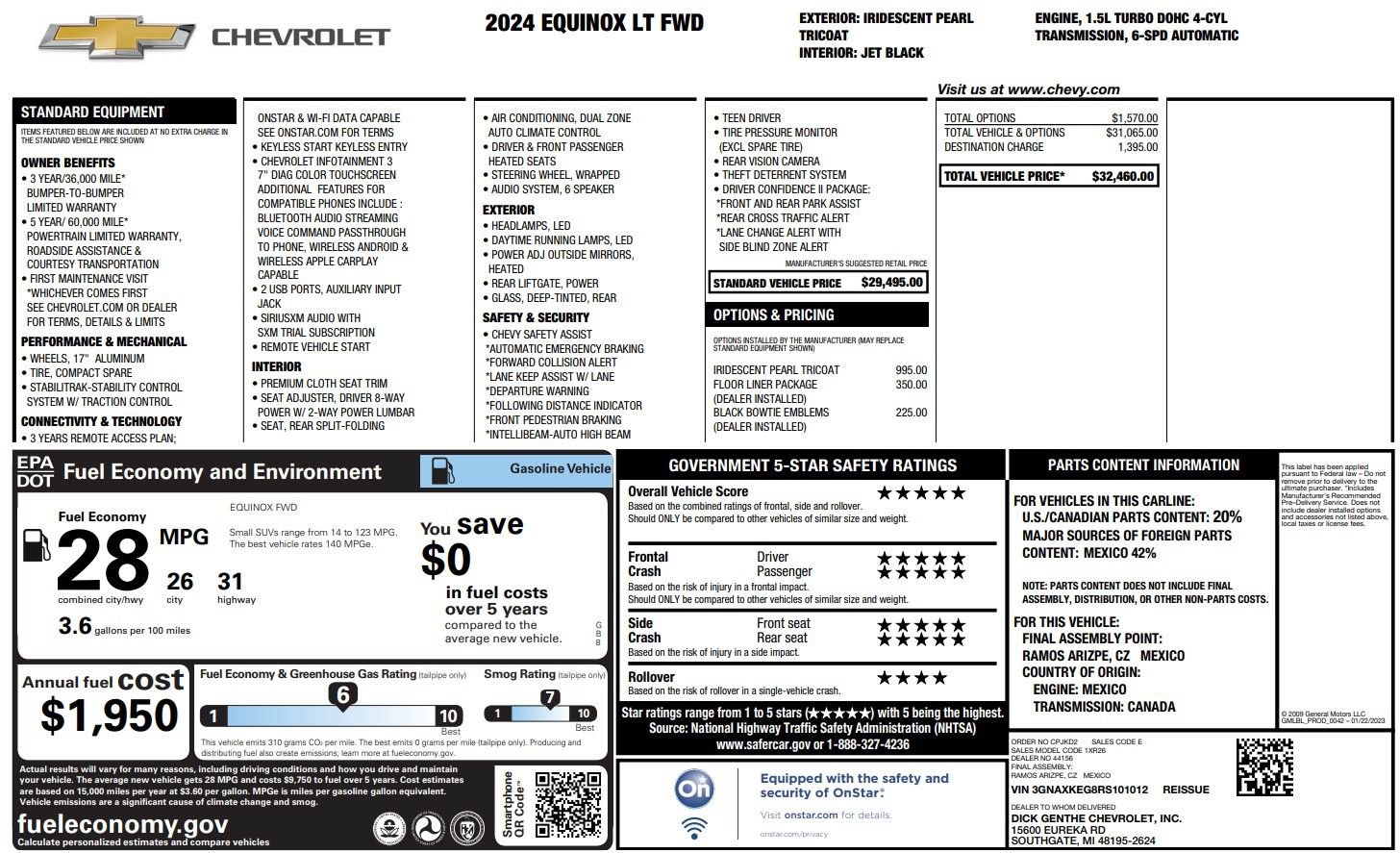 Used 2024 Chevrolet Equinox LT w/ LPO, Floor Liner Package FWD image 42