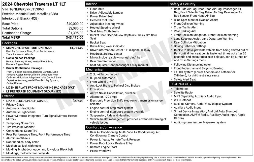 Used 2024 Chevrolet Traverse LT w/ Midnight/Sport Edition FWD image 23