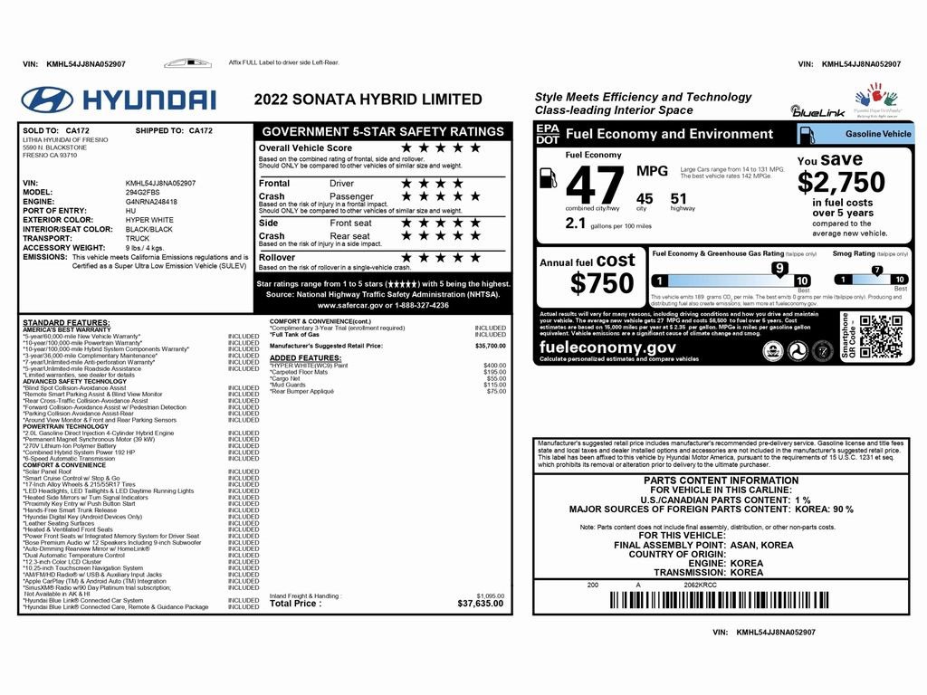 Used 2022 Hyundai Sonata Limited image 2