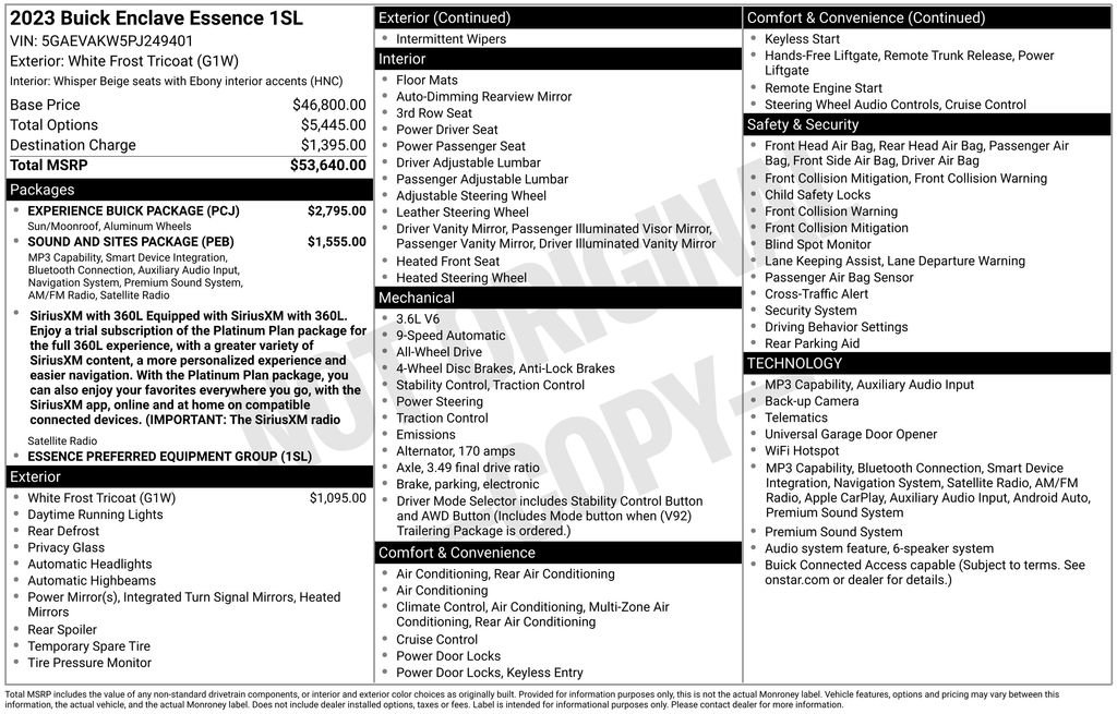 Certified 2023 Buick Enclave Essence w/ Experience Buick Package AWD/4WD image 3