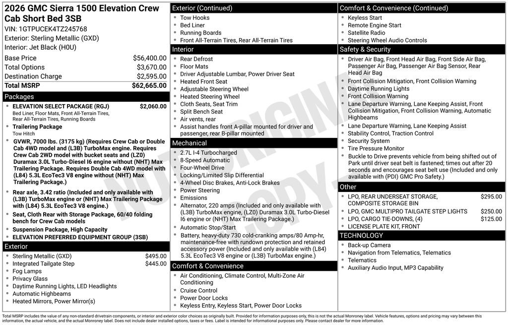 New 2026 GMC Sierra 1500 Elevation w/ Elevation Select Package image 6