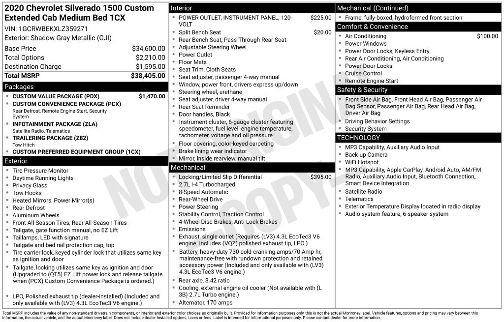 Used 2020 Chevrolet Silverado 1500 Custom w/ Custom Value Package RWD image 35