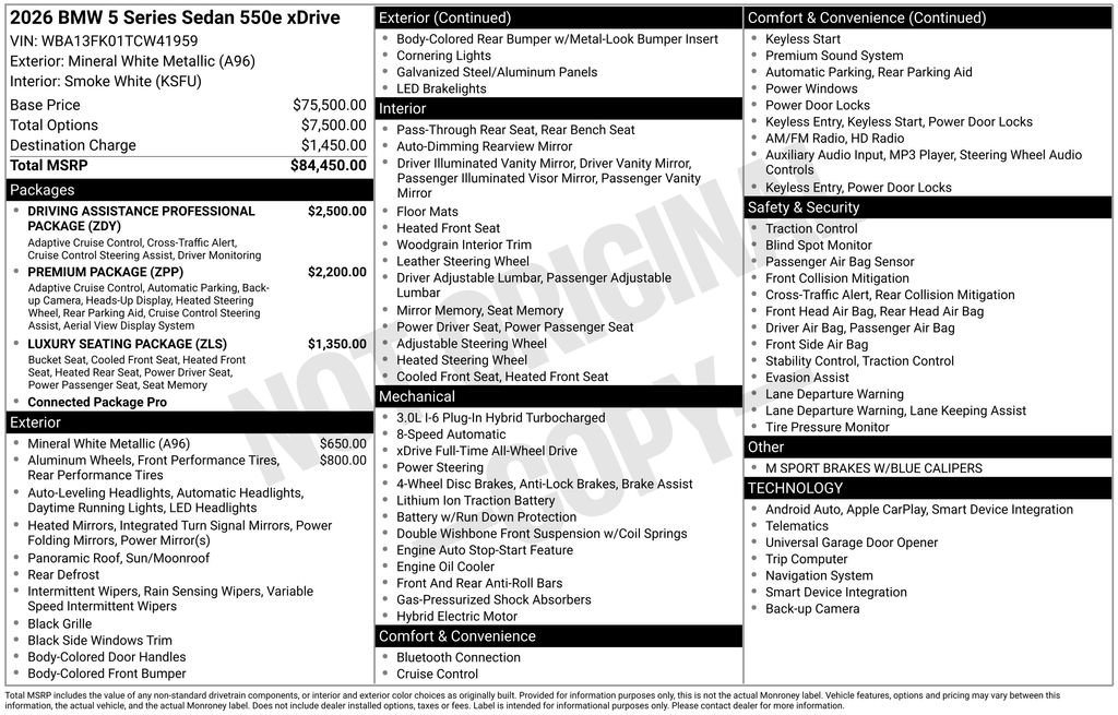 New 2026 BMW 550e xDrive AWD/4WD image 2